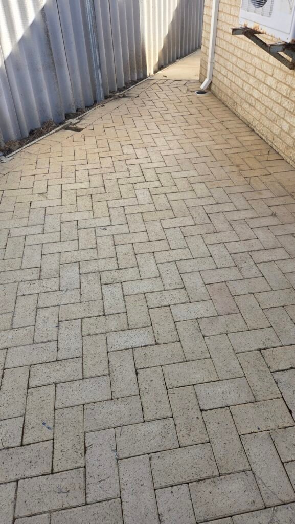 Brick paved outdoor area after pressure cleaning in Perth